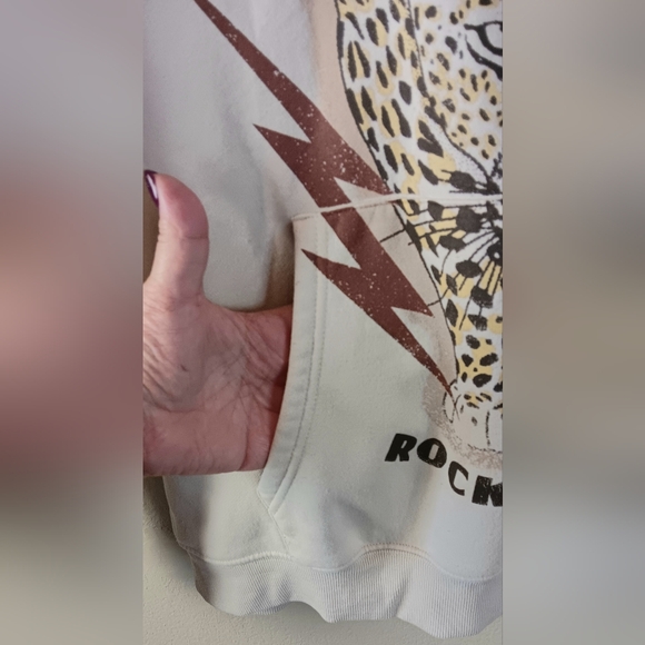 Def Leppard Hoodie Sweatshirt M Cream Band Oversized Y2K Unisex - Picture 4 of 7